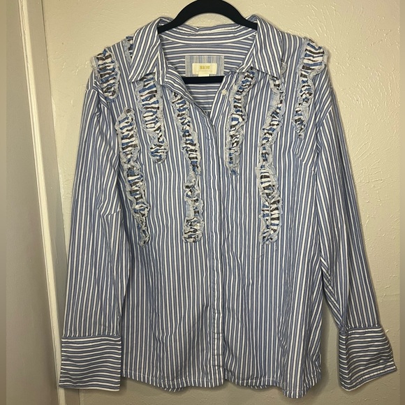 Maeve by Anthropology Blue Striped Button-Up Shirt - Picture 3 of 15